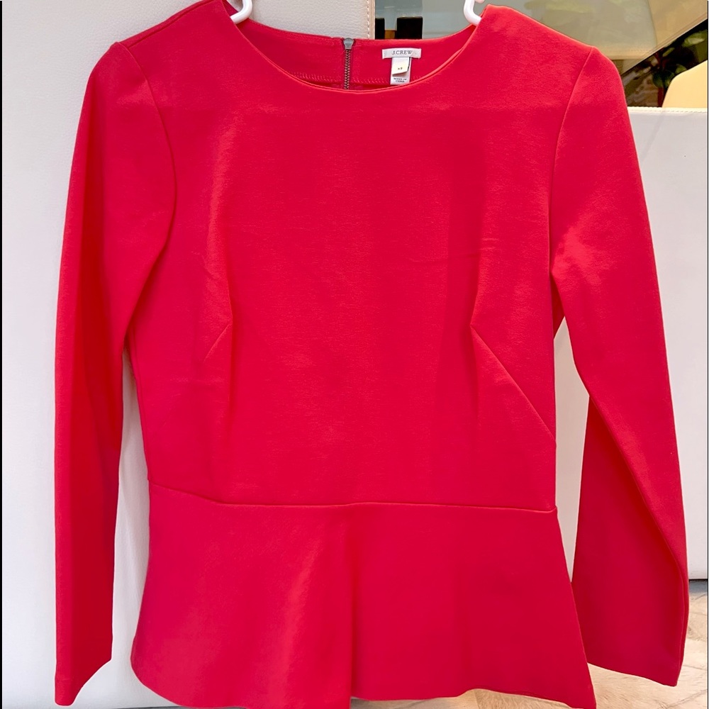 JCrew Pink structured sweatshirt with zip up back